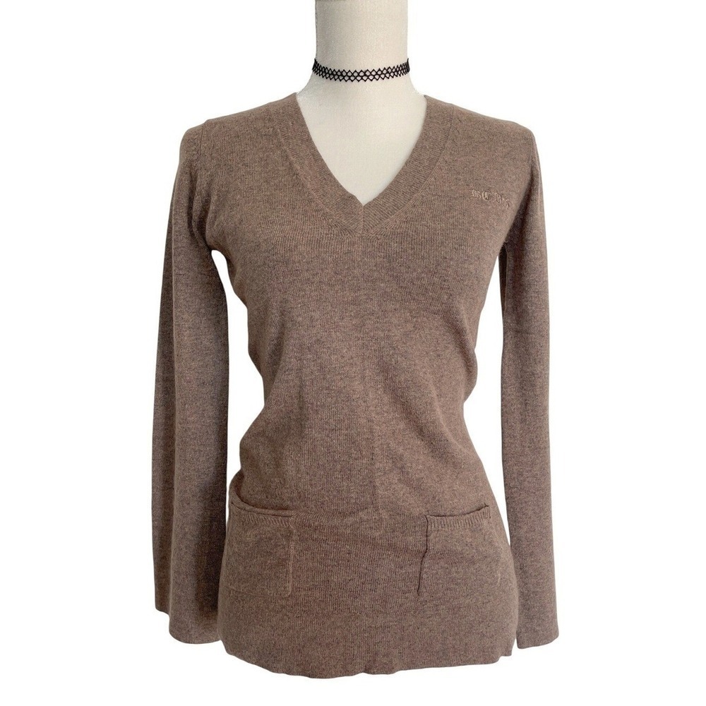 VTG BCBG Max Azria Brown Angora Blend Tunic Sweater Y2K Boho M